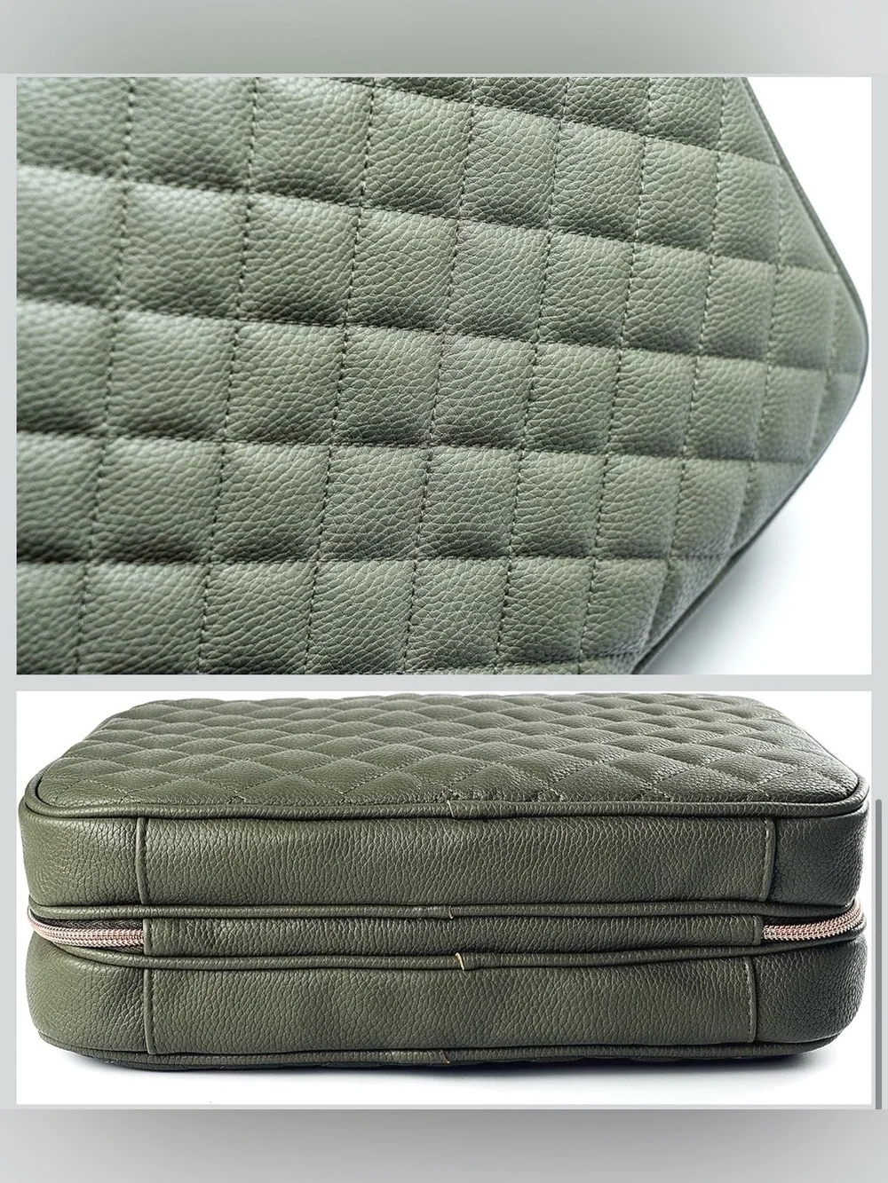 Ms. Lovely Olive Green Quilted Travel Toiletry & Cosmetic Organizer Bag | NWOT